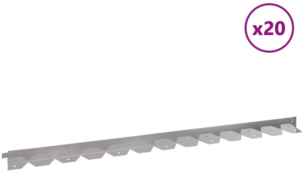 Vejo kraštas 20 vnt. 102 x 4 x 4 cm Plienas Sidabrinė