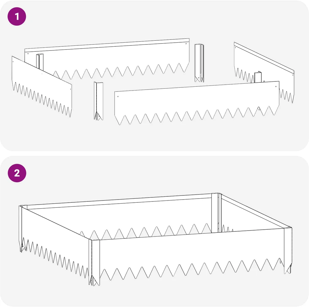 Vejo kraštas 4 vnt. 100 x 100 x 20 cm Plienas Antracito