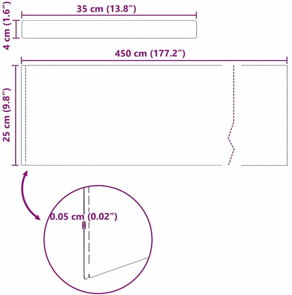 Vejo kraštas 450 x 25 cm Atmosferos poveikiui atsparus plienas