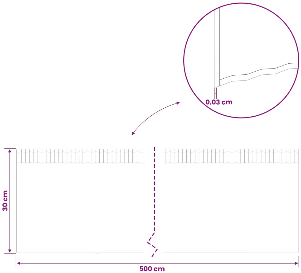 vidaxl Vejo kraštas 5 m x 30 cm Galvanizuotas plienas Sidabrinė
