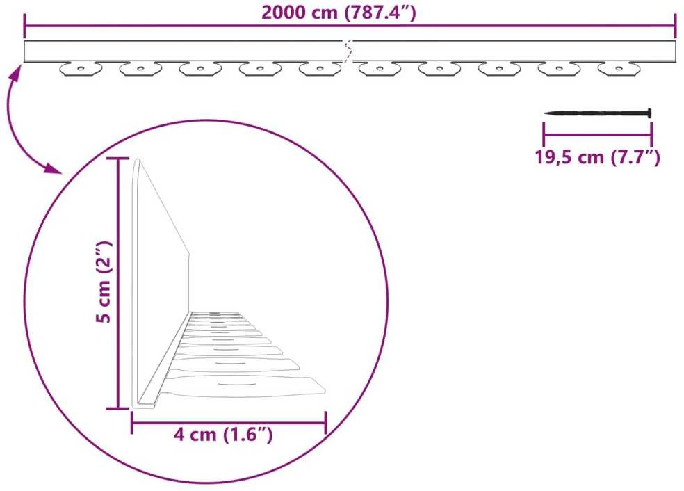 Vejos borteliai Žalia 2000 x 4 x 5 cm Plastmasė