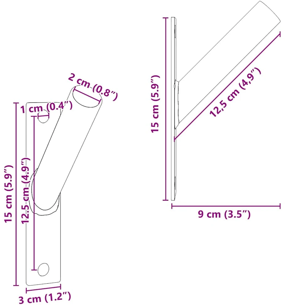 Vėliavos Stiebo Laikiklis Sidabro 15 x 3 x 0,35 cm Plienas