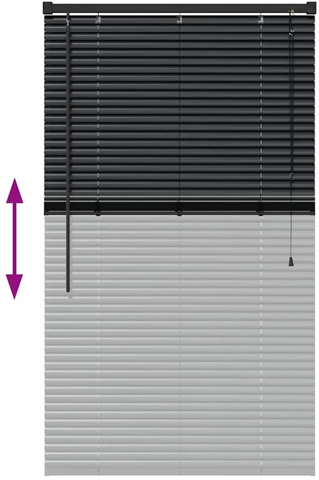 Venecijos žaliuzės Juoda 130 x 80 cm 25 mm Aliuminis
