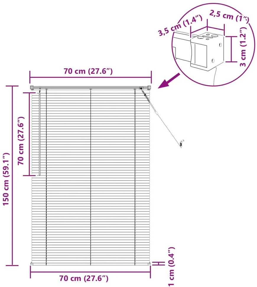 Venecijos žaliuzės Baltas 150 x 70 cm 25 mm PVC