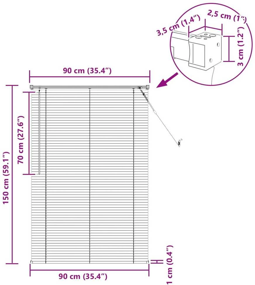 Venecijos žaliuzės Baltas 150 x 90 cm 25 mm PVC