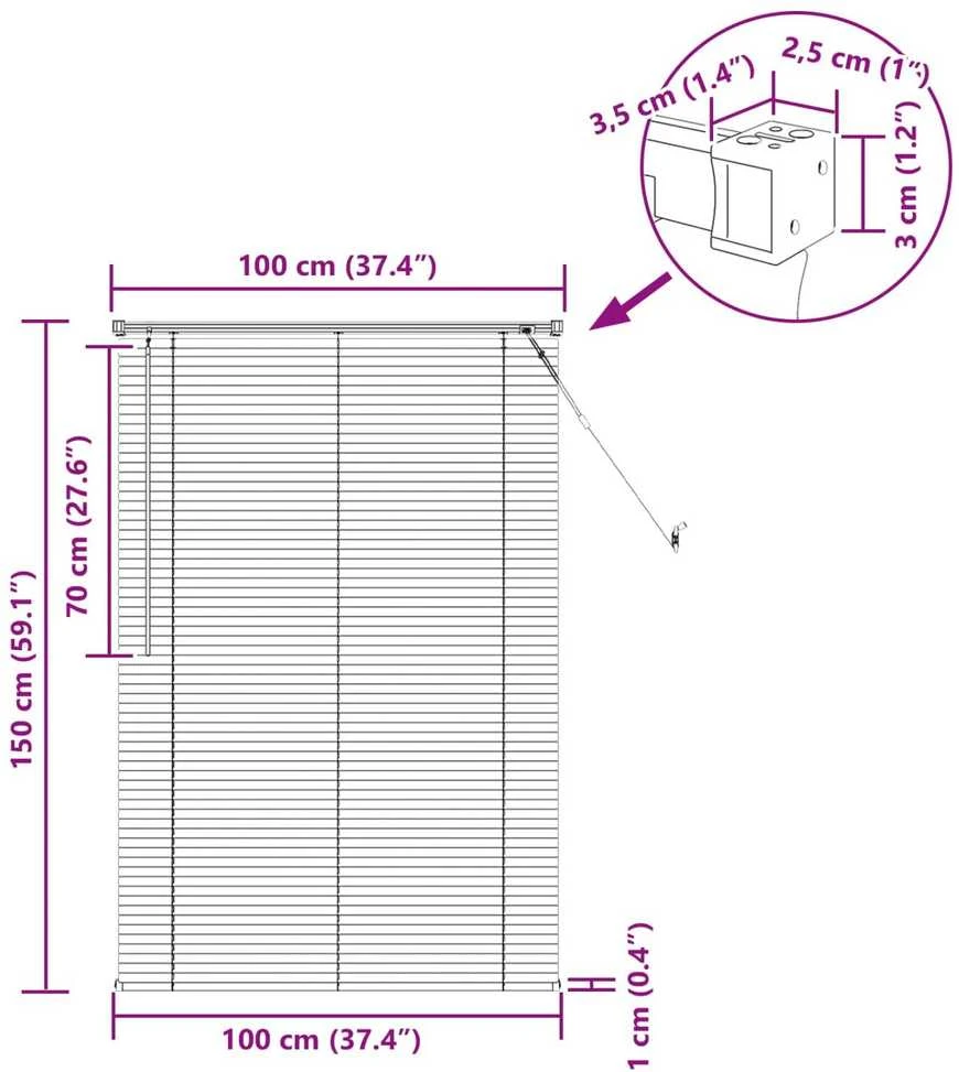 Venecijos žaliuzės Juodas 150 x 100 cm 25 mm PVC