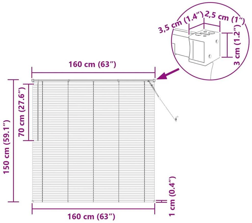 Venecijos žaliuzės Juodas 150 x 160 cm 25 mm PVC