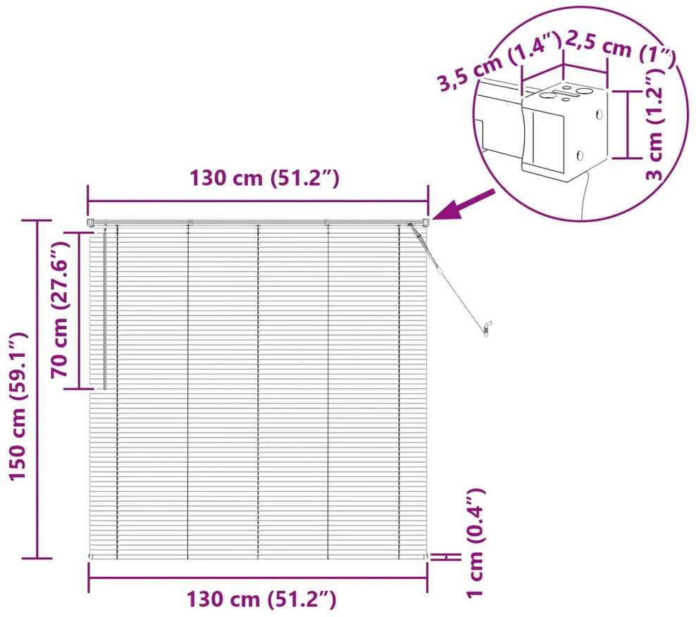 Venecijos žaliuzės Juodas 150 x 130 cm 25 mm PVC