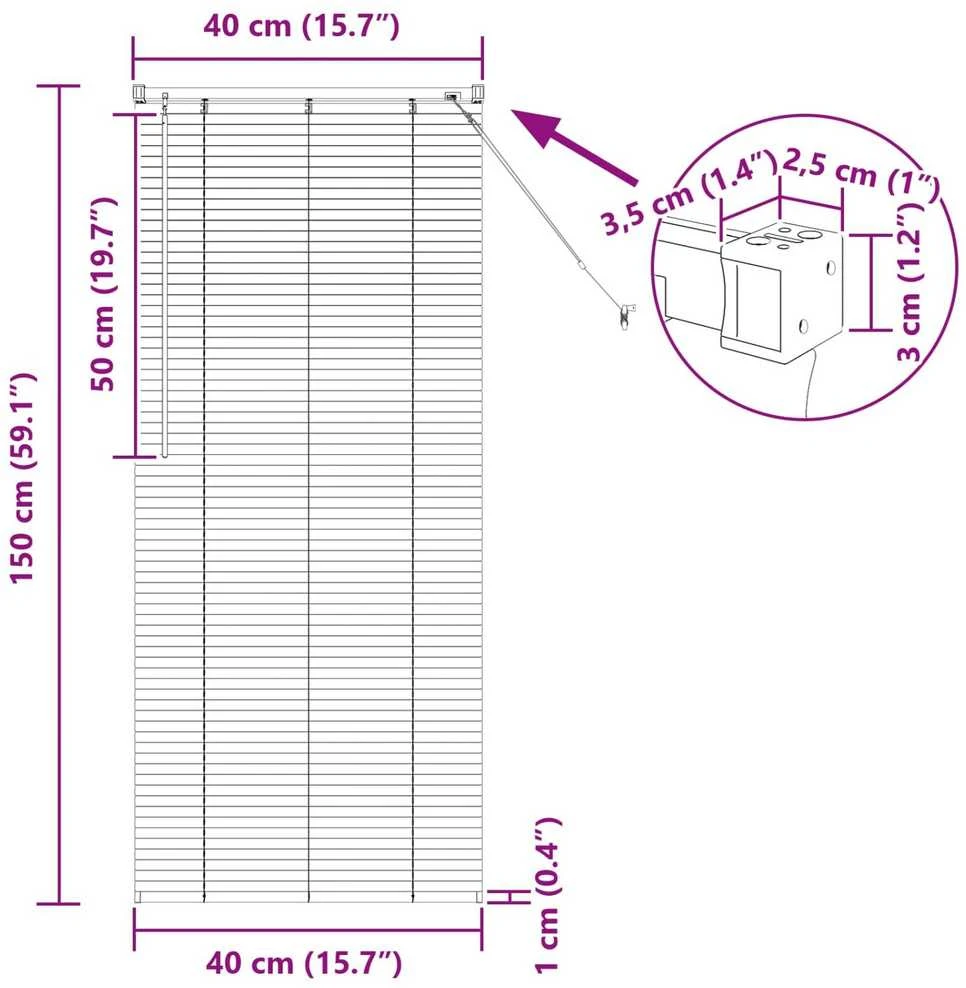 Venecijos žaliuzės Juodas 150 x 40 cm 25 mm PVC