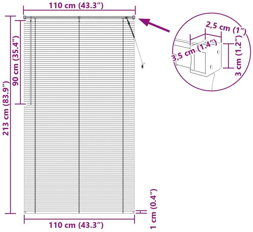 Venecijos žaliuzės Juodas 213 x 110 cm 25 mm PVC
