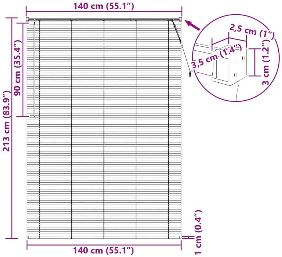 Venecijos žaliuzės Juodas 213 x 140 cm 25 mm PVC