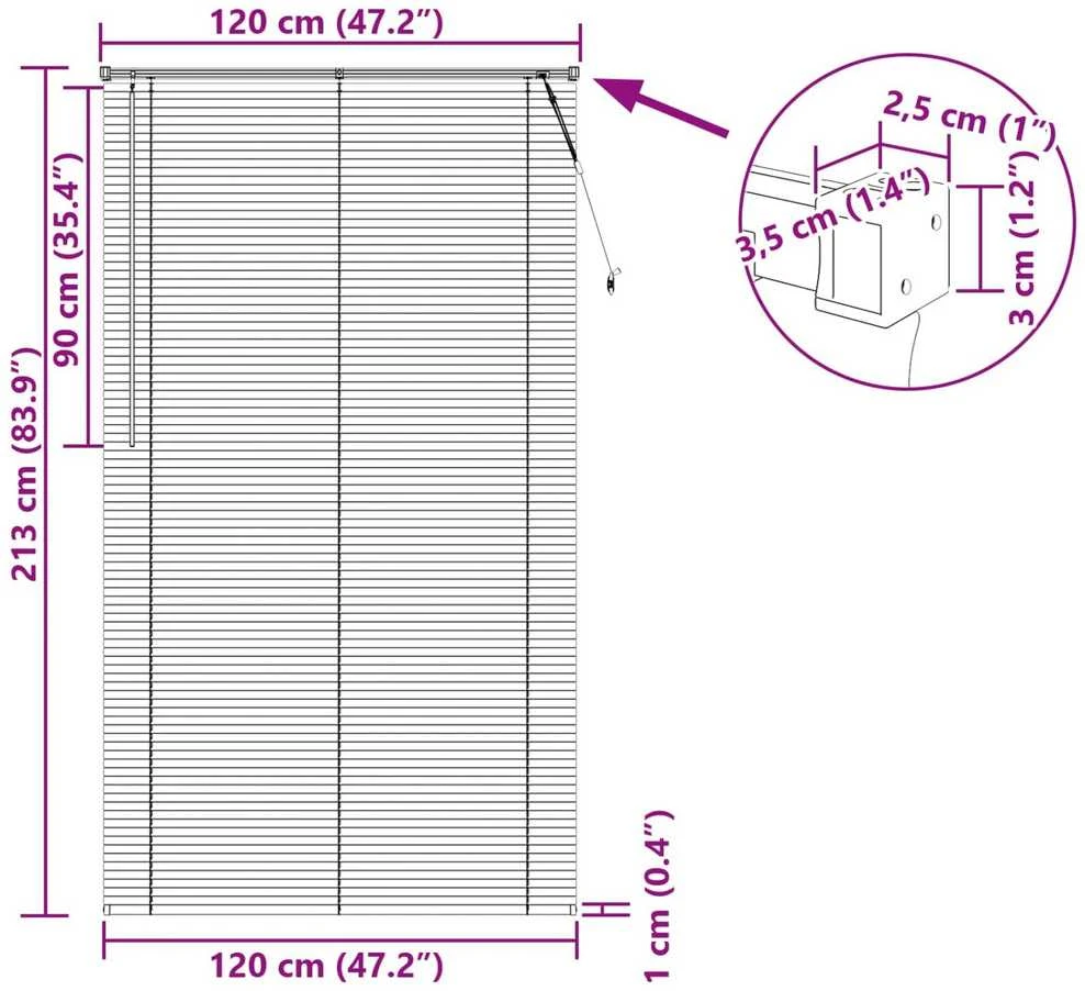 Venecijos žaliuzės Juodas 213 x 120 cm 25 mm PVC