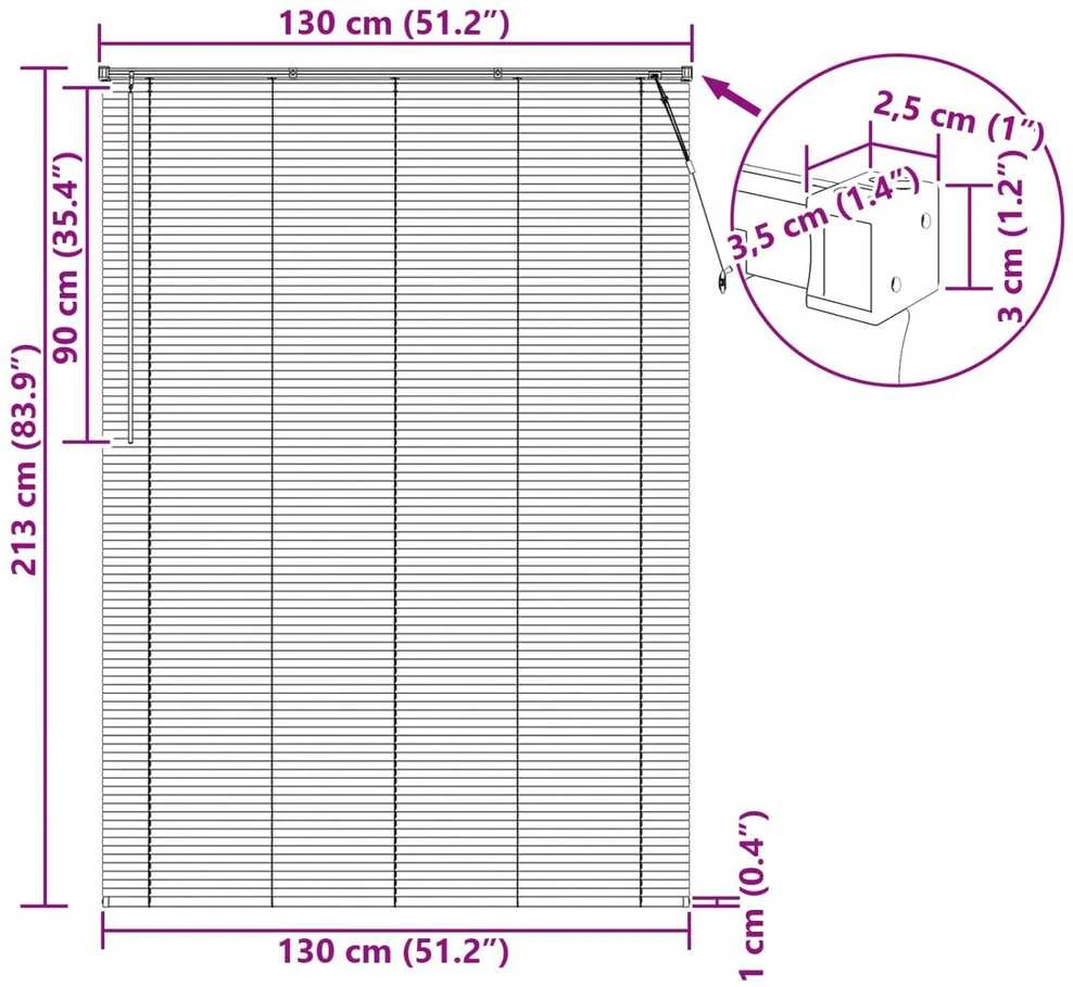 Venecijos žaliuzės Juodas 213 x 130 cm 25 mm PVC