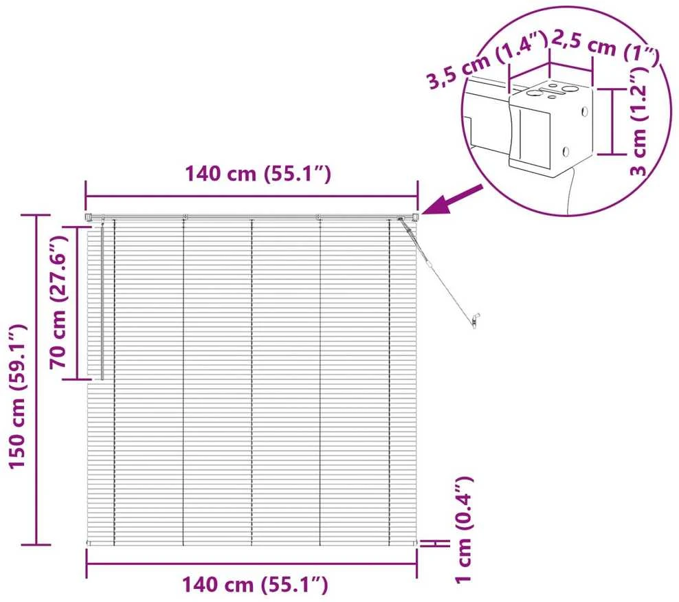 Venecijos žaliuzės Juodas 150 x 140 cm 25 mm PVC