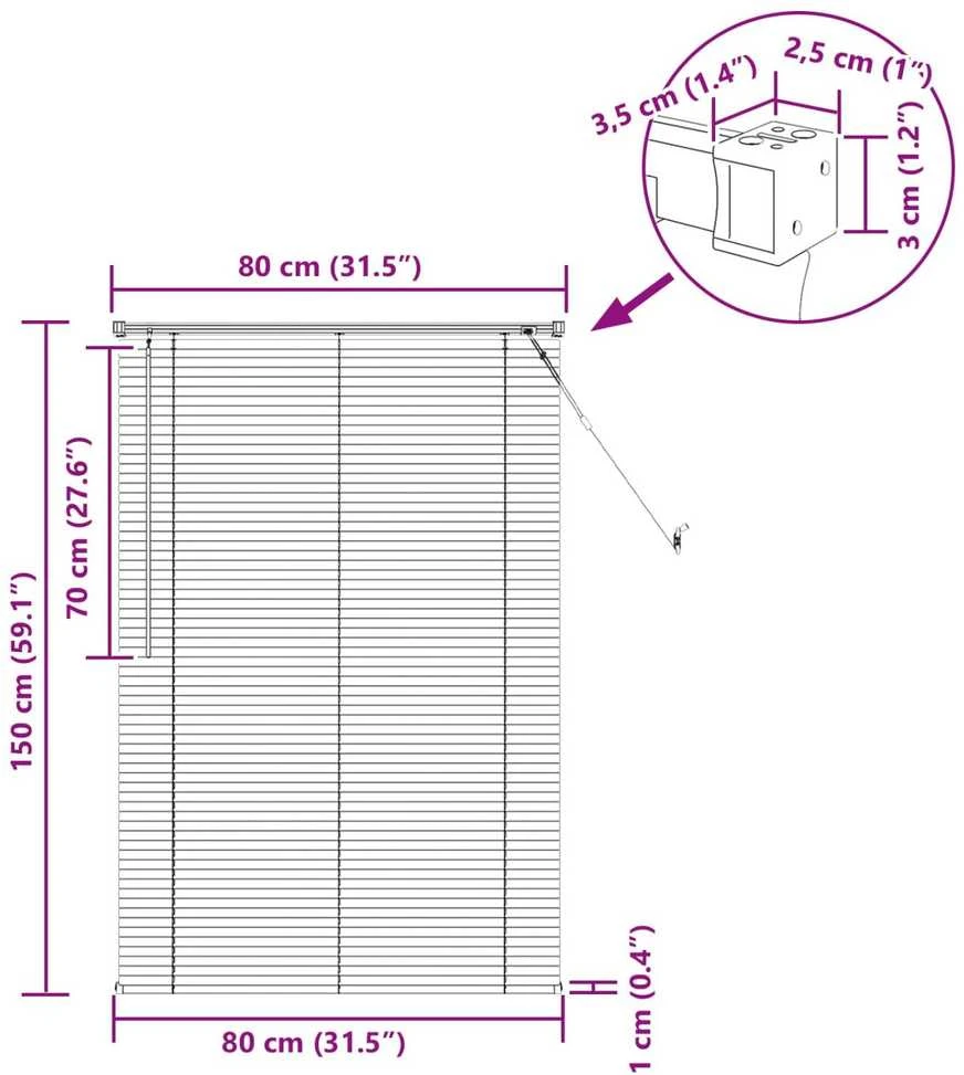 Venecijos žaliuzės Sidabrinė Pilka 150 x 80 cm 25 mm PVC