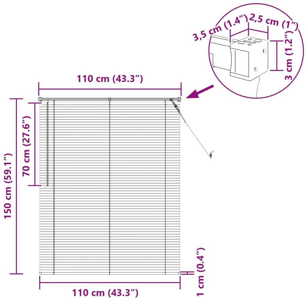 Venecijos žaliuzės Sidabrinė Pilka 150 x 110 cm 25 mm PVC