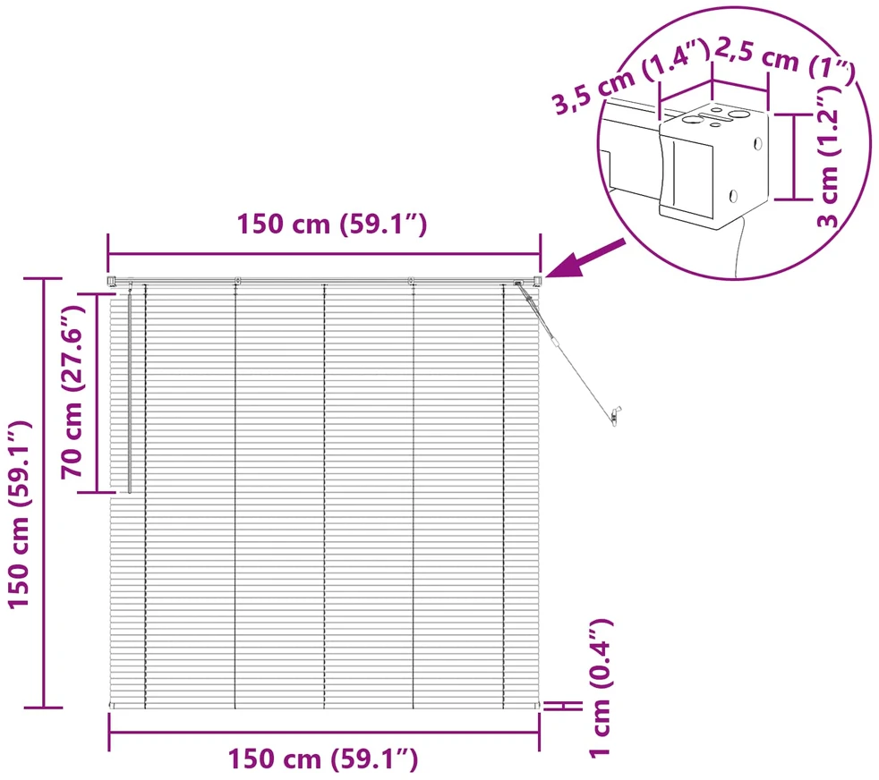 Venecijos žaliuzės Sidabrinė Pilka 150 x 150 cm 25 mm PVC
