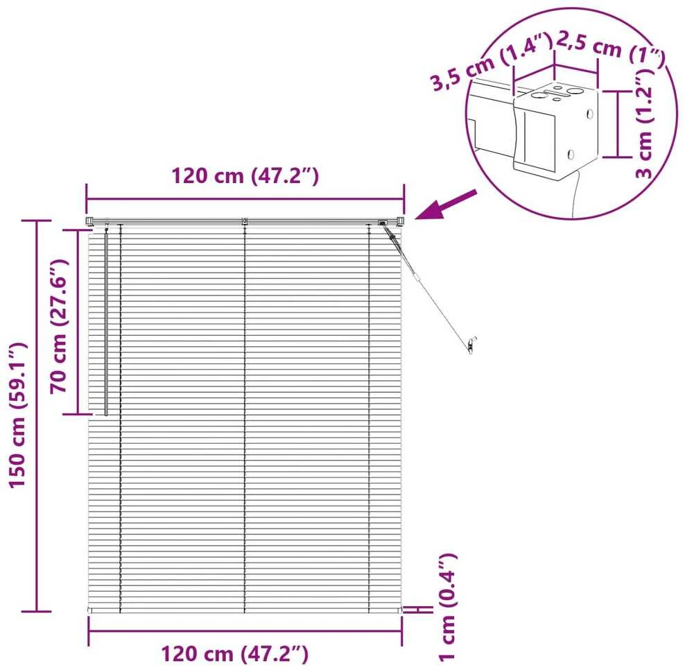 Venecijos žaliuzės Sidabrinė Pilka 150 x 120 cm 25 mm PVC