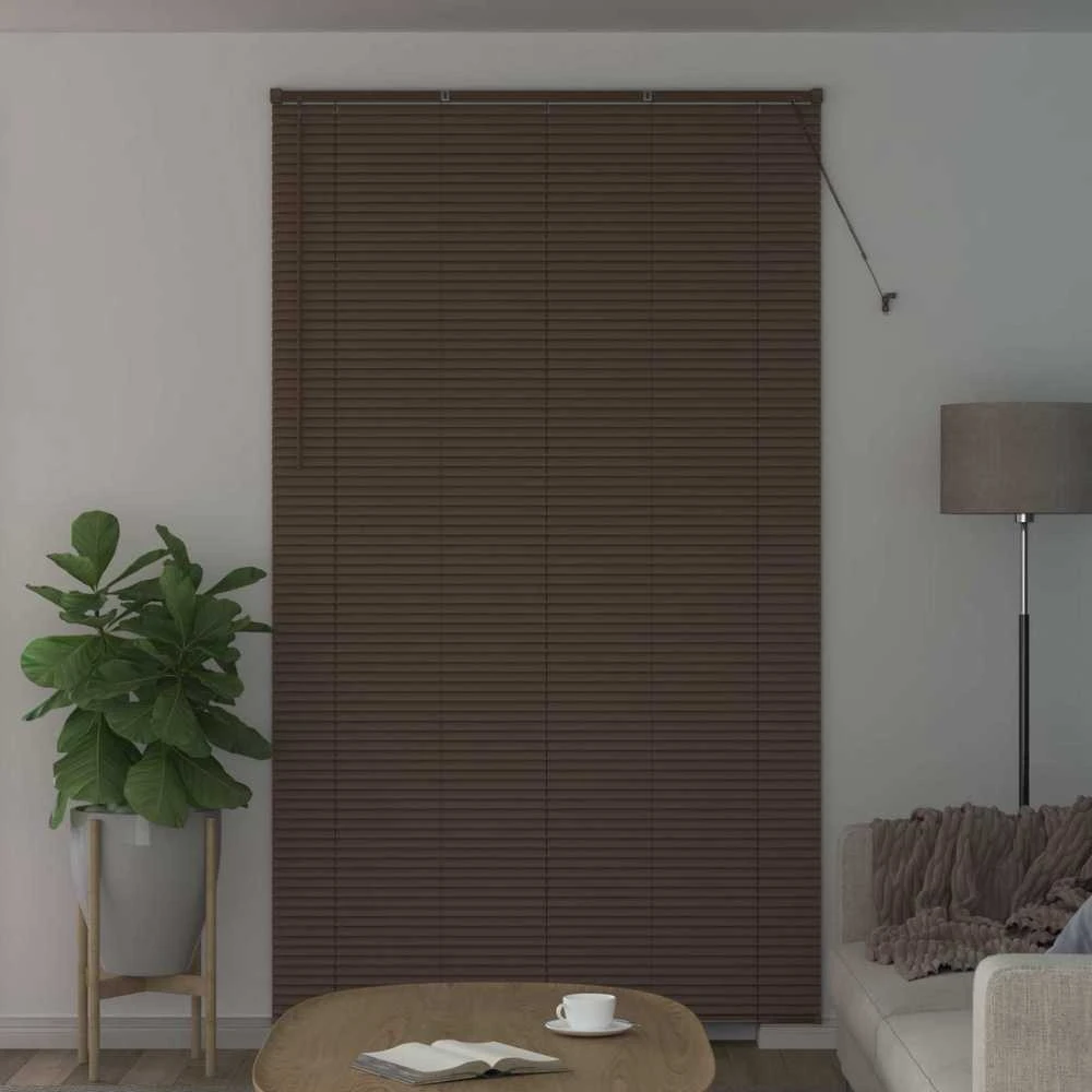 Venecijos žaliuzės Tamsiai ruda su raštu 213 x 150 cm 25 mm PVC