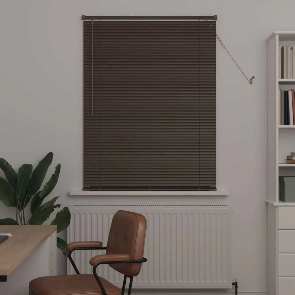 Venecijos žaliuzės Tamsiai ruda su raštu 150 x 80 cm 25 mm PVC