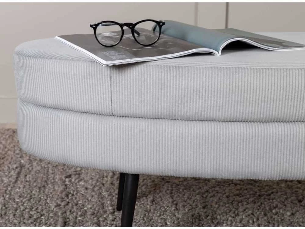 Venture Home Otomanė Otto, juoda/pilka, 100x40x41cm, kordinis velvetas