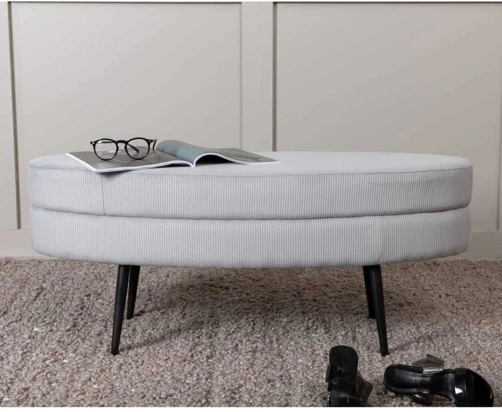 Venture Home Otomanė Otto, juoda/pilka, 100x40x41cm, kordinis velvetas