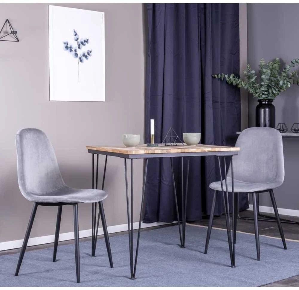 Venture Home Valgomojo kėdės Polar, 2vnt., pilkos/juodos, aksomas