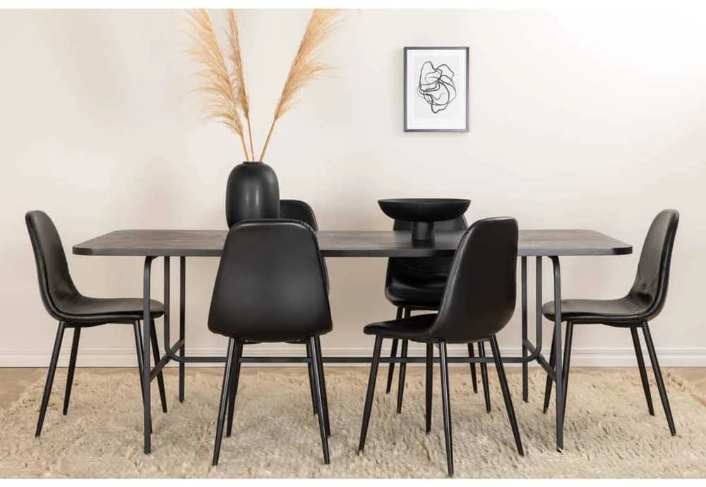 Venture Home Valgomojo kėdės Polar, 2vnt., juodos, odos imitacijos