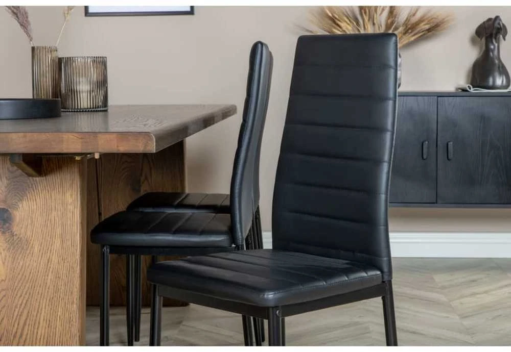 Venture Home Valgomojo kėdės Slim, 2vnt., juodos, odos imitacijos