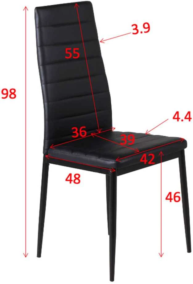 Venture Home Valgomojo kėdės Slim, 2vnt., juodos, odos imitacijos
