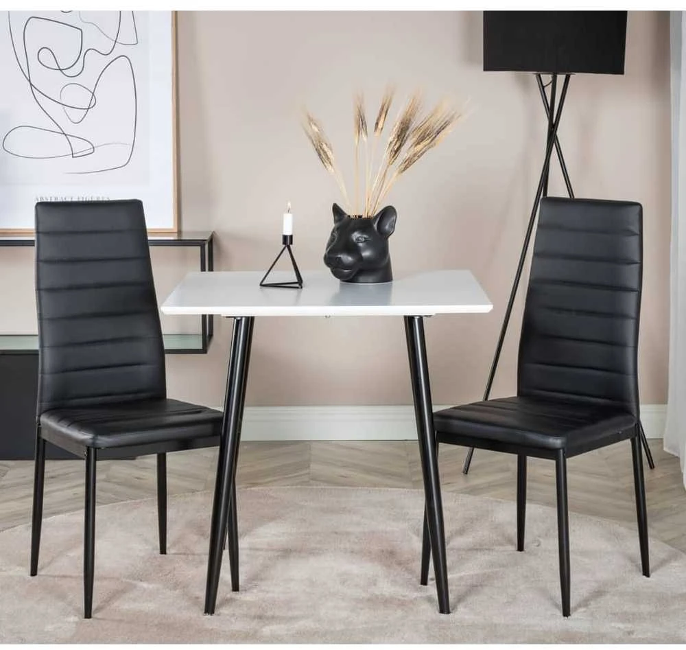 Venture Home Valgomojo kėdės Slim, 2vnt., juodos, odos imitacijos