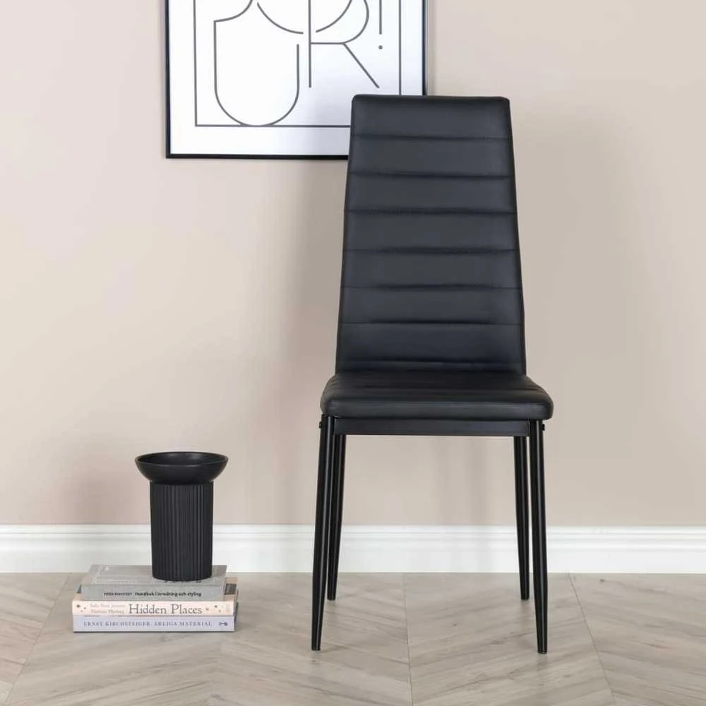 Venture Home Valgomojo kėdės Slim, 2vnt., juodos, odos imitacijos