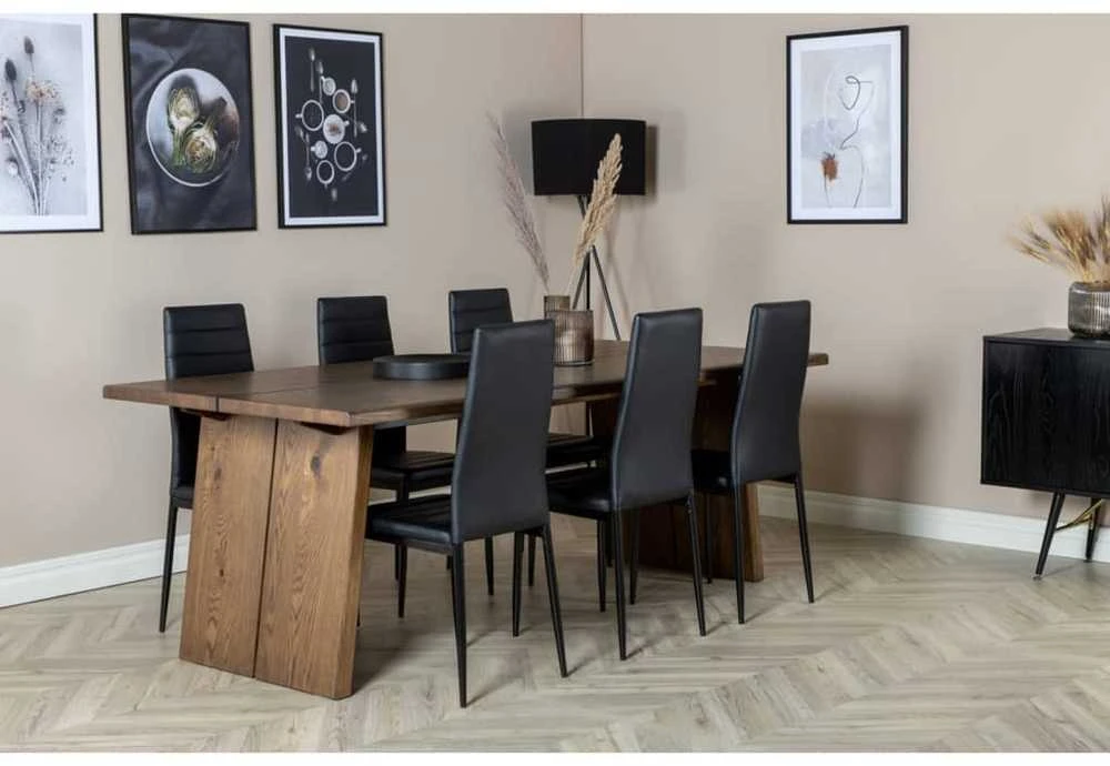 Venture Home Valgomojo kėdės Slim, 2vnt., juodos, odos imitacijos
