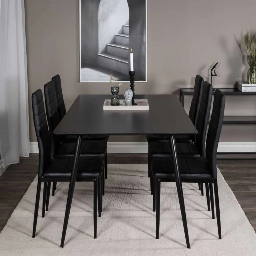 Venture Home Valgomojo kėdės Slim, 2vnt., juodos, odos imitacijos