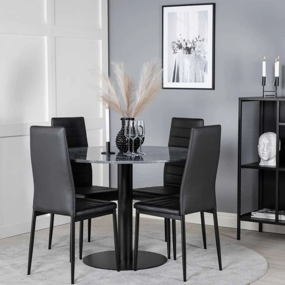 Venture Home Valgomojo kėdės Slim, 2vnt., juodos, odos imitacijos