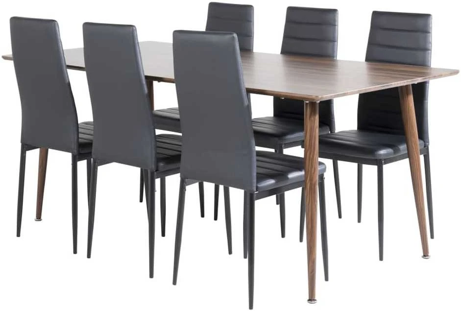 Venture Home Valgomojo kėdės Slim, 2vnt., juodos, odos imitacijos