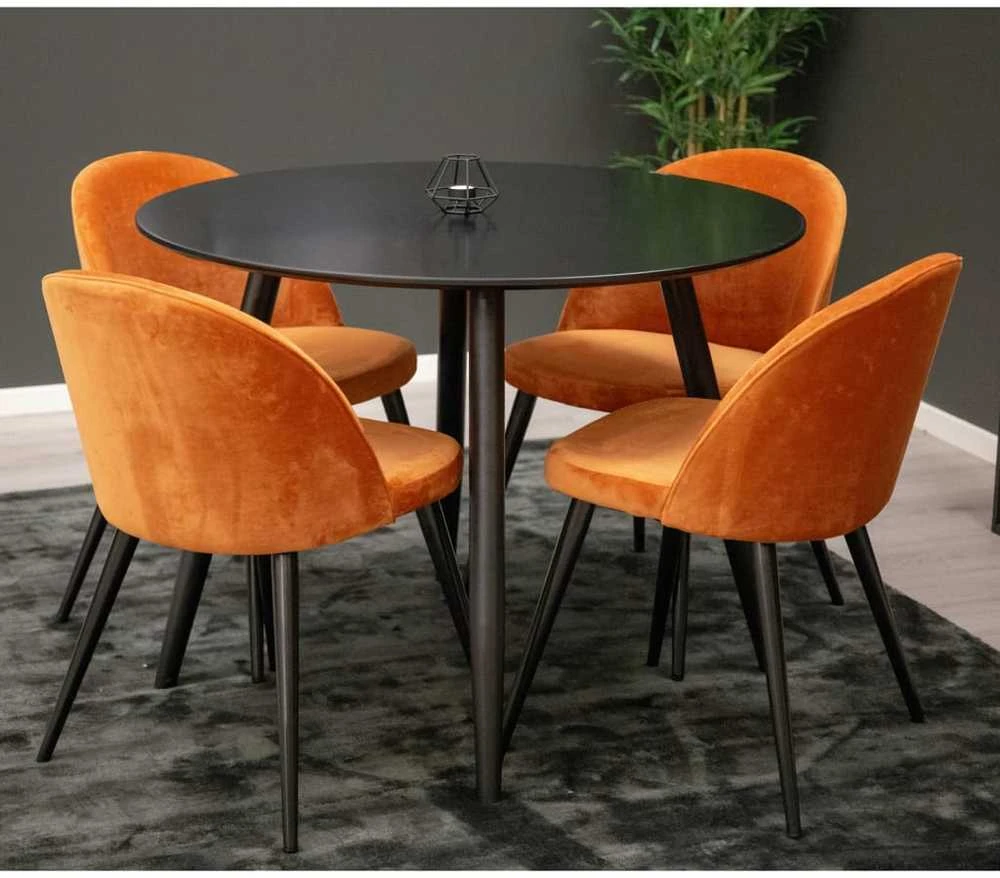 Venture Home Valgomojo kėdės Velvet, 2vnt., juodos/rūdžių, aksomas