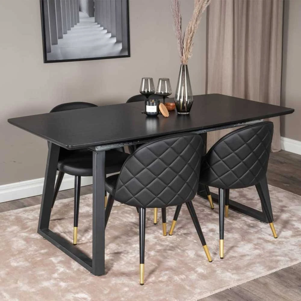 Venture Home Valgomojo kėdės Velvet, 2vnt., juodos, odos imitacijos