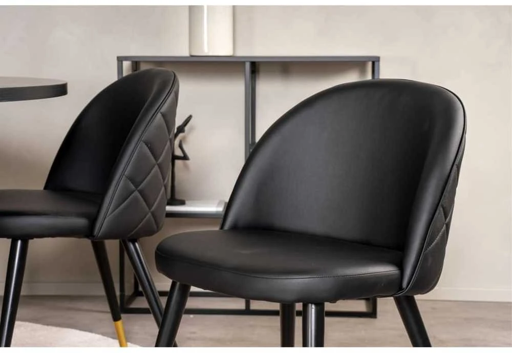 Venture Home Valgomojo kėdės Velvet, 2vnt., juodos, odos imitacijos