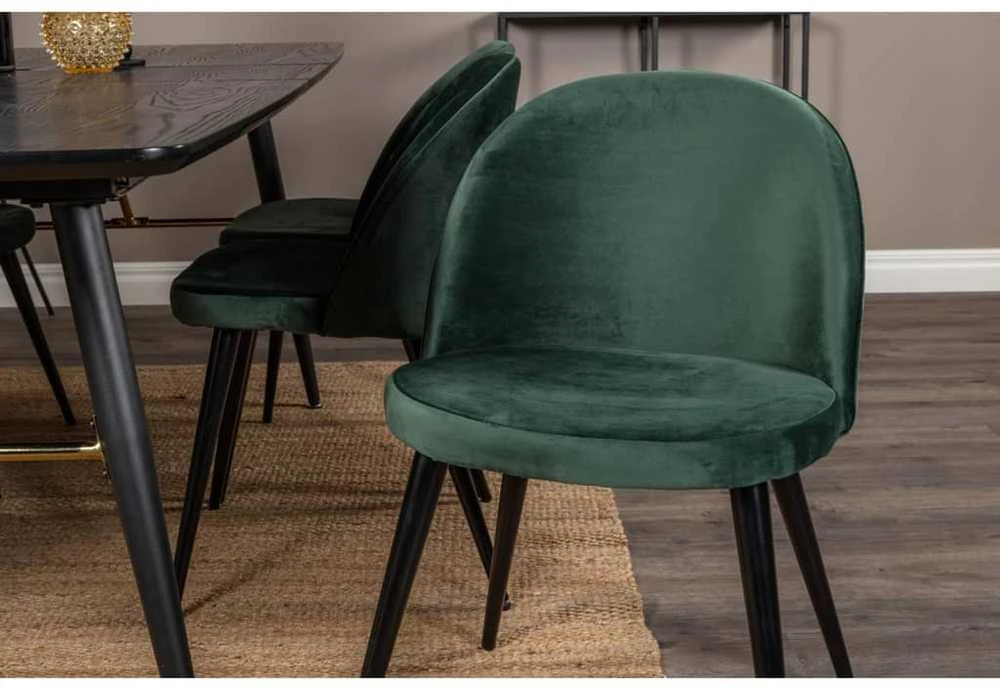 Venture Home Valgomojo kėdės Velvet, 2vnt., juodos/žalios, aksomas