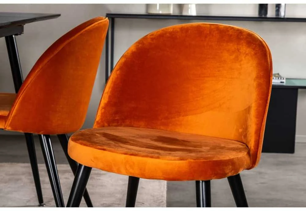 Venture Home Valgomojo kėdės Velvet, 2vnt., juodos/rūdžių, aksomas