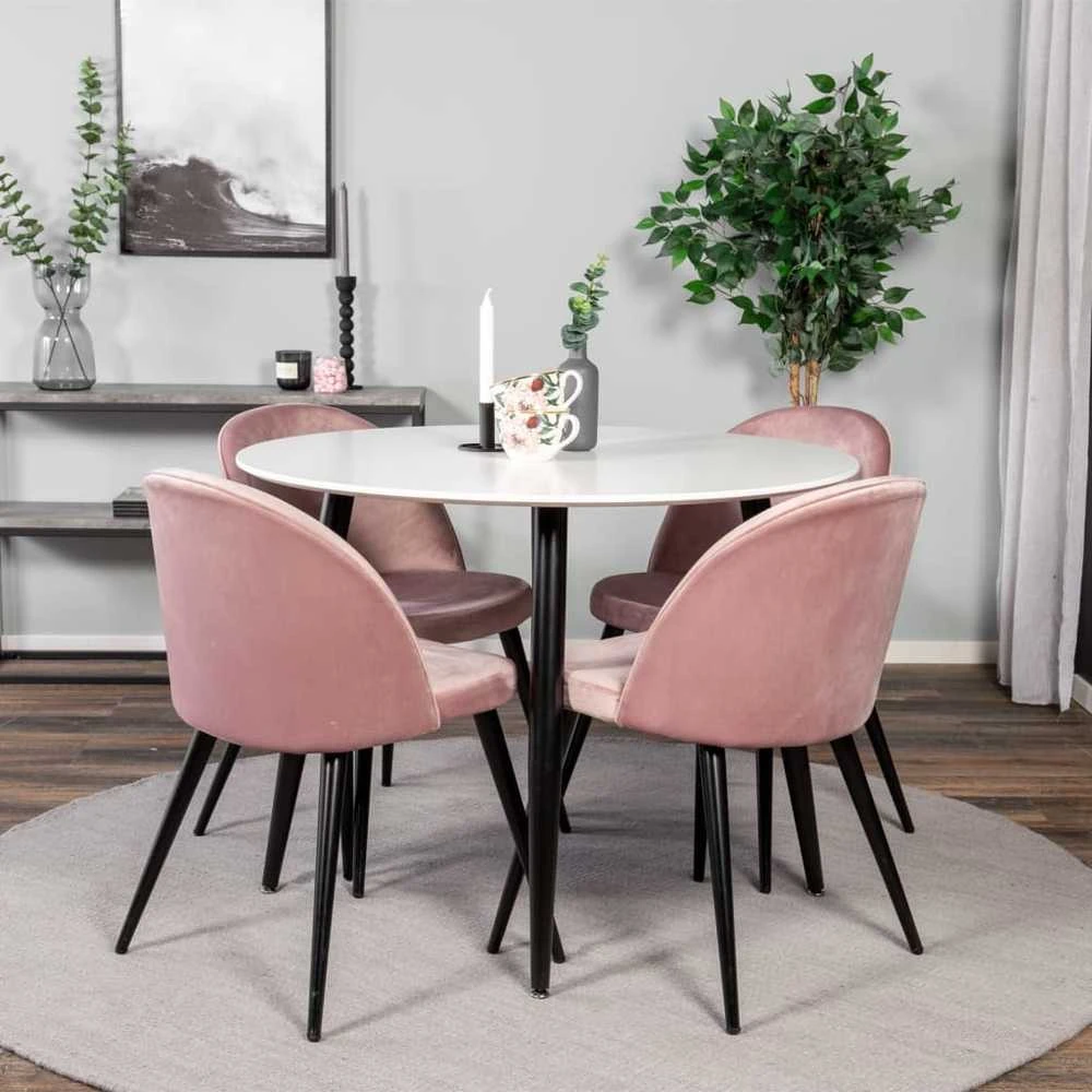 Venture Home Valgomojo kėdės Velvet, 2vnt., juodos/rožinės, aksomas