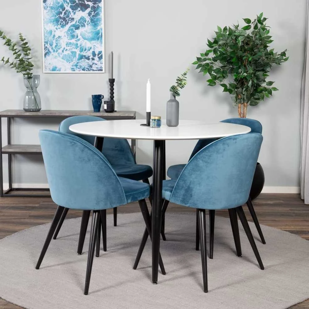 Venture Home Valgomojo kėdės Velvet, 2vnt., juodos/mėlynos, aksomas