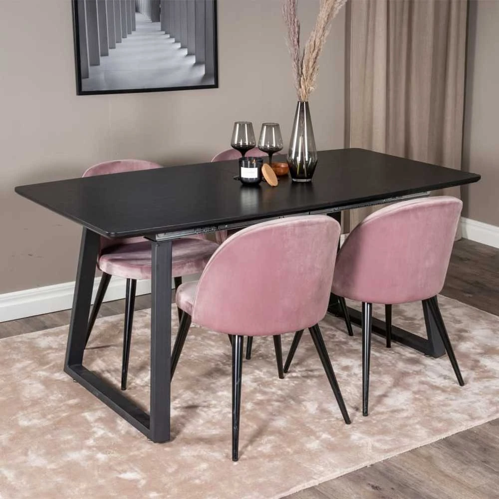 Venture Home Valgomojo kėdės Velvet, 2vnt., juodos/rožinės, aksomas