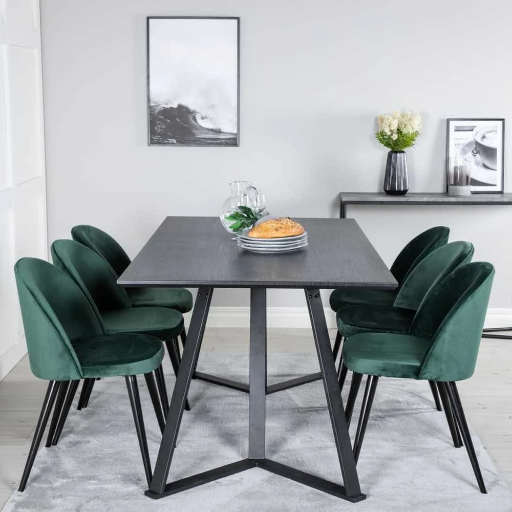 Venture Home Valgomojo kėdės Velvet, 2vnt., juodos/žalios, aksomas