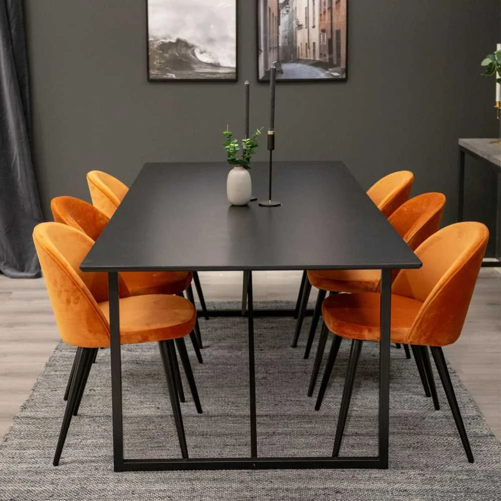 Venture Home Valgomojo kėdės Velvet, 2vnt., juodos/rūdžių, aksomas