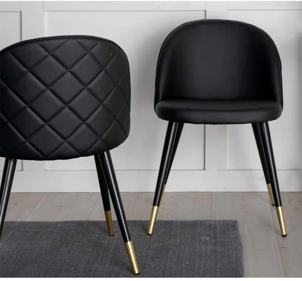 Venture Home Valgomojo kėdės Velvet, 2vnt., juodos, odos imitacijos