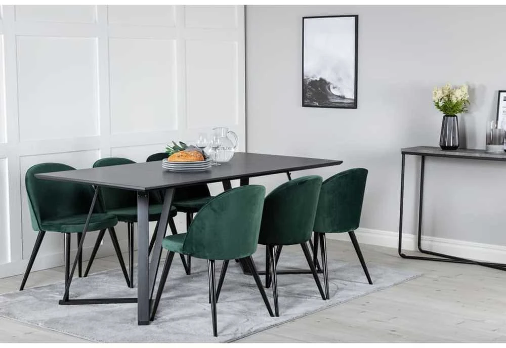 Venture Home Valgomojo kėdės Velvet, 2vnt., juodos/žalios, aksomas