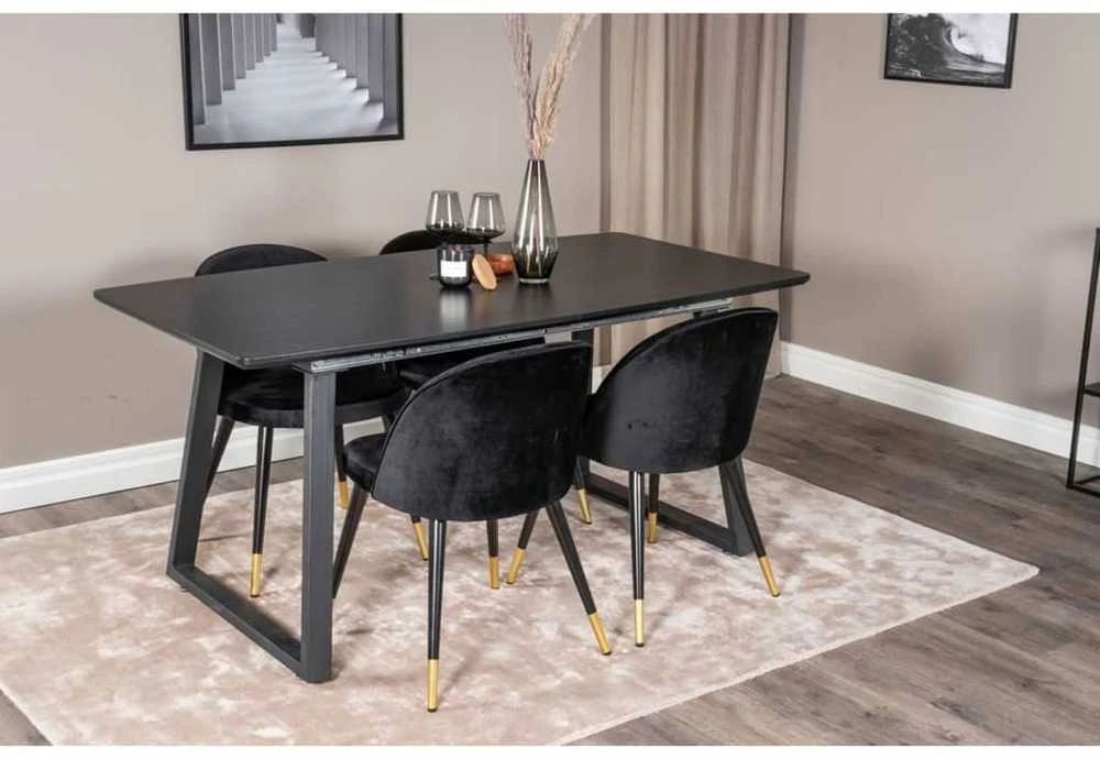 Venture Home Valgomojo kėdės Velvet, 2vnt., juodos/žalvario, aksomas