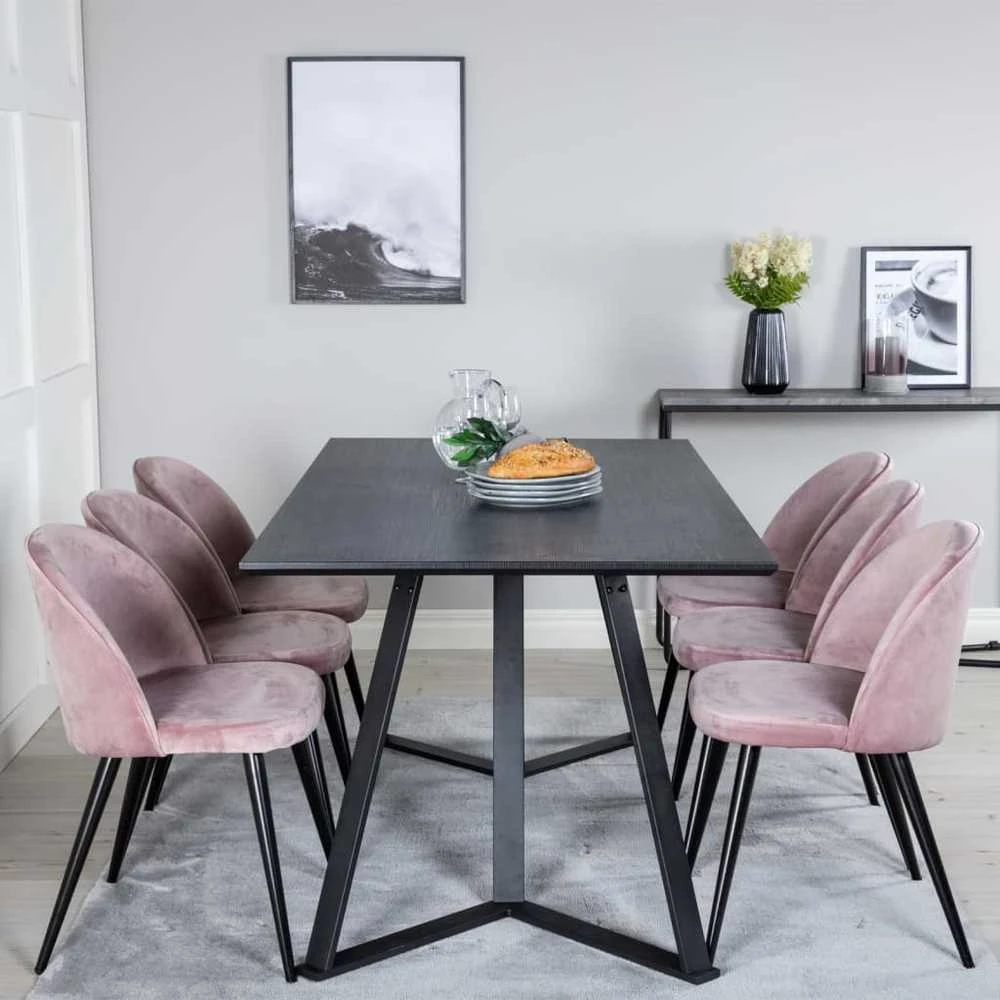 Venture Home Valgomojo kėdės Velvet, 2vnt., juodos/rožinės, aksomas